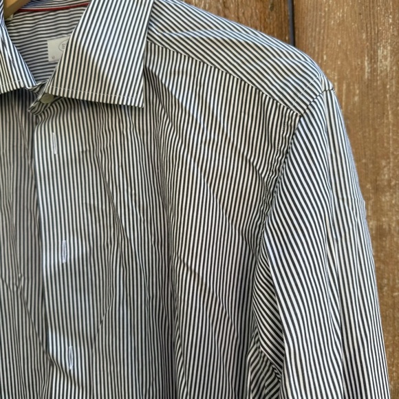 ETON Men’s Navy White Striped Long Sleeve Button Down Dress Shirt Size 43 17 - Picture 4 of 12